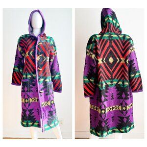 Vintage Falcon Italian Design Southwestern Print Colourful Long Cardigan S